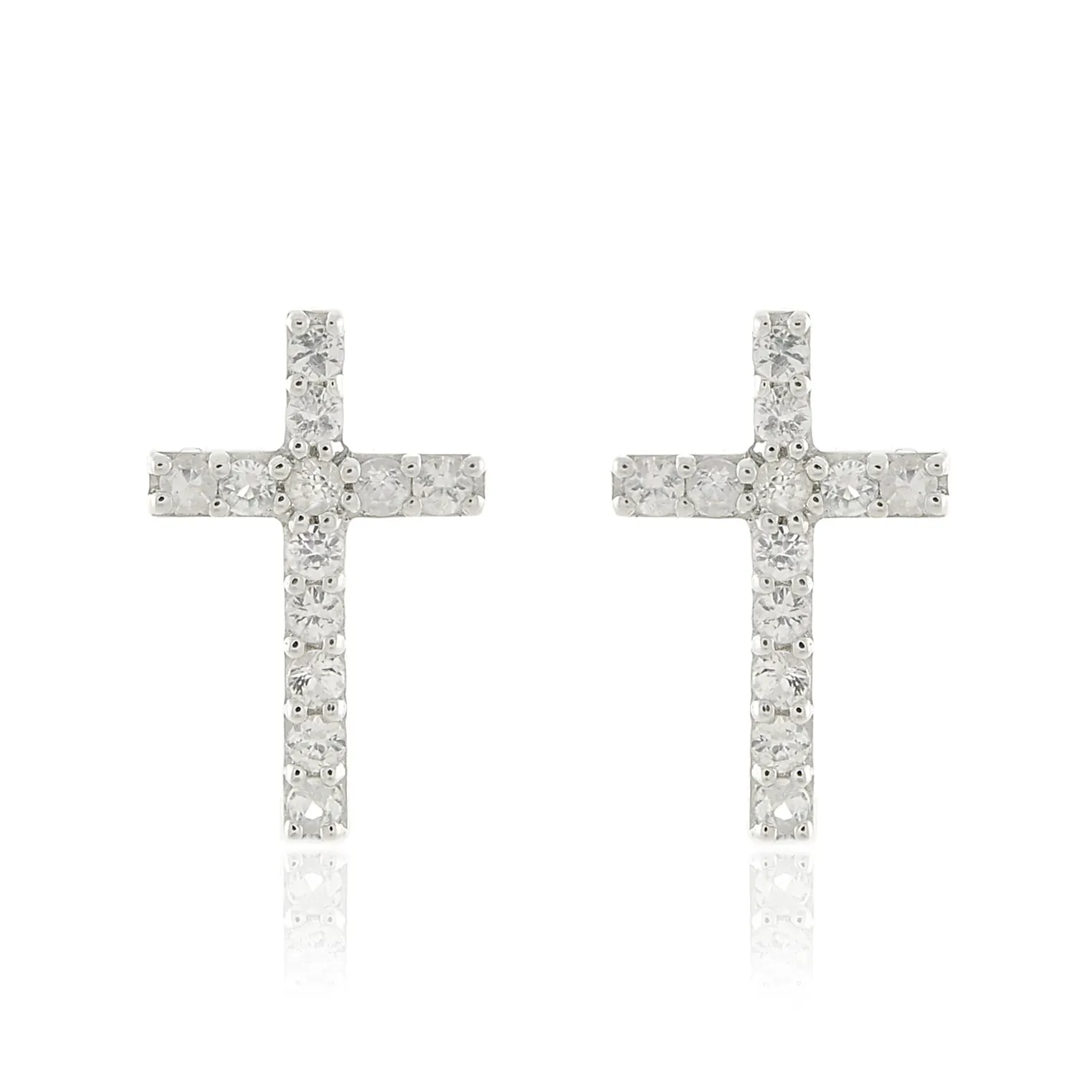 White Sapphire Cross Earrings