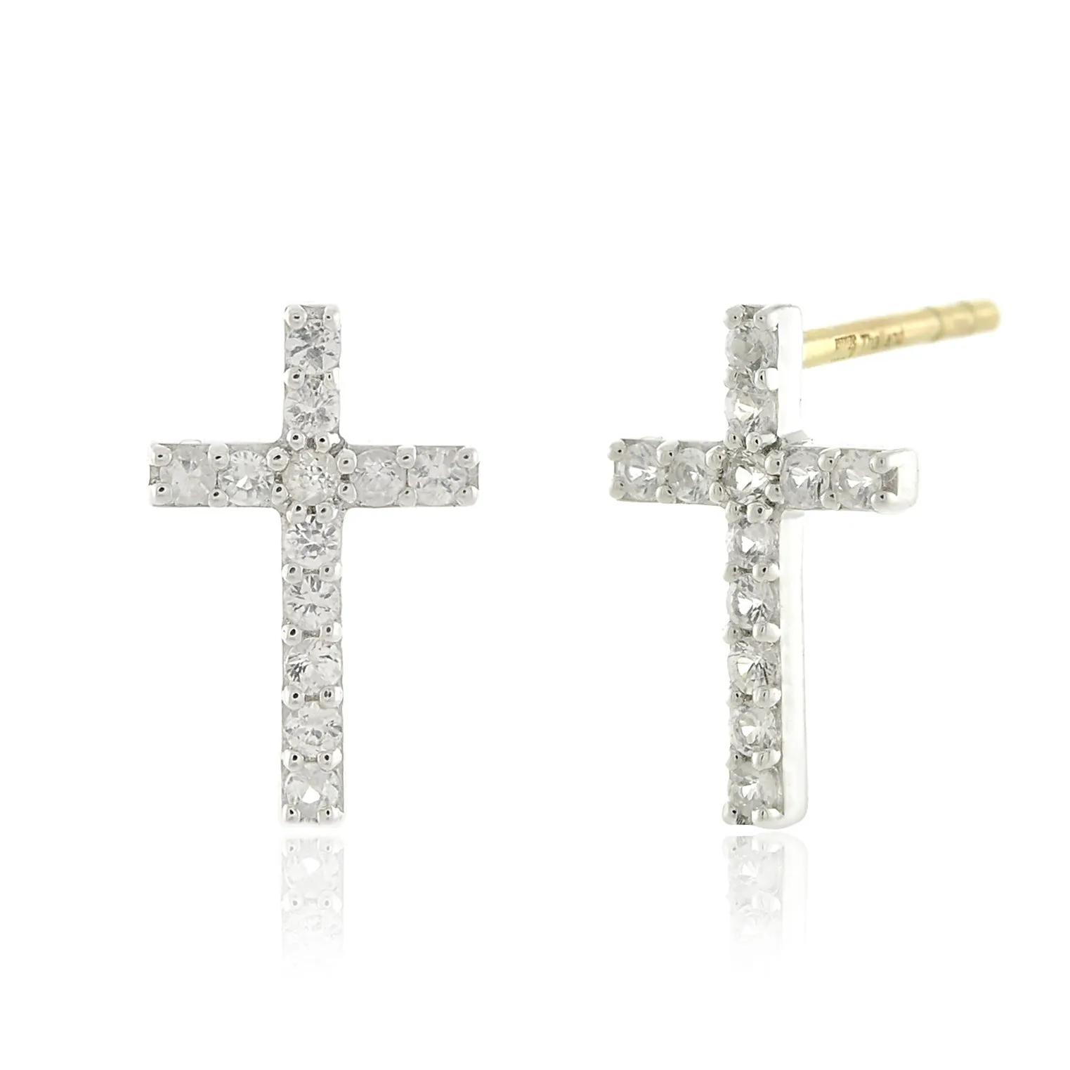 White Sapphire Cross Earrings