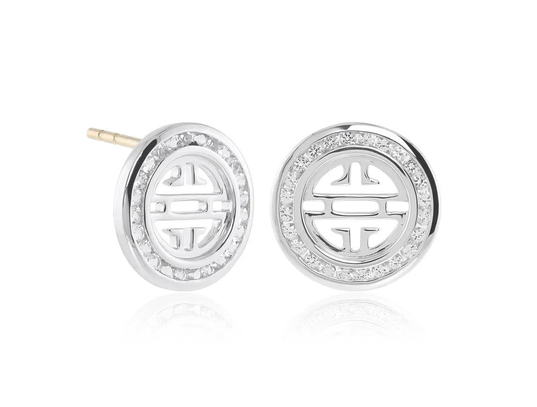 White Topaz & Silver Shou Earrings