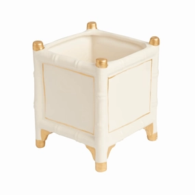 White & Gold Bamboo Inspired Cachepot - Available in Two Sizes plant seeds  