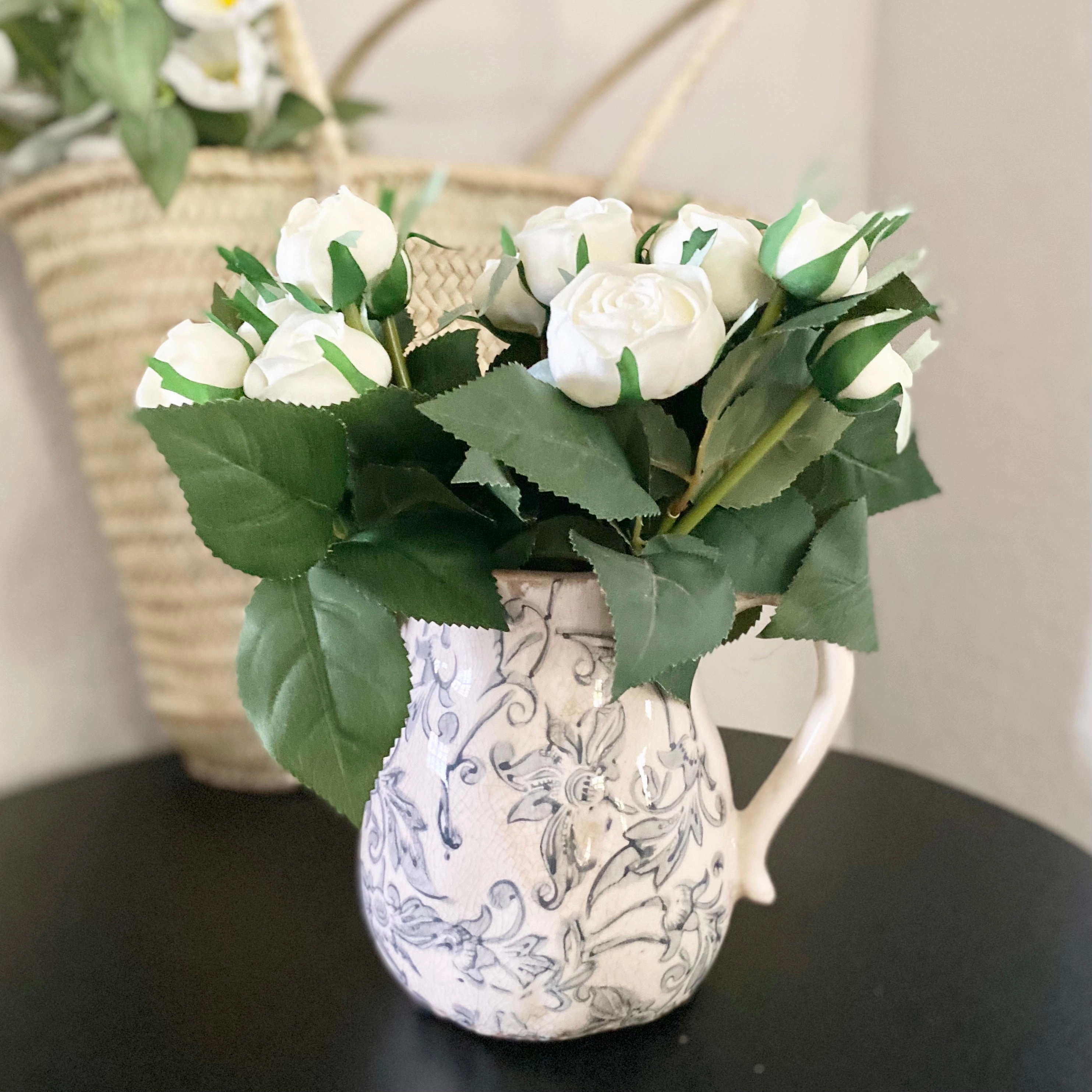 White Cabbage Rose Bundle xl flower pot  