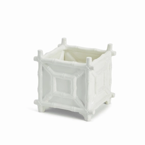 White Ceramic Faux Bamboo Fretwork Cachepot plant seeds  