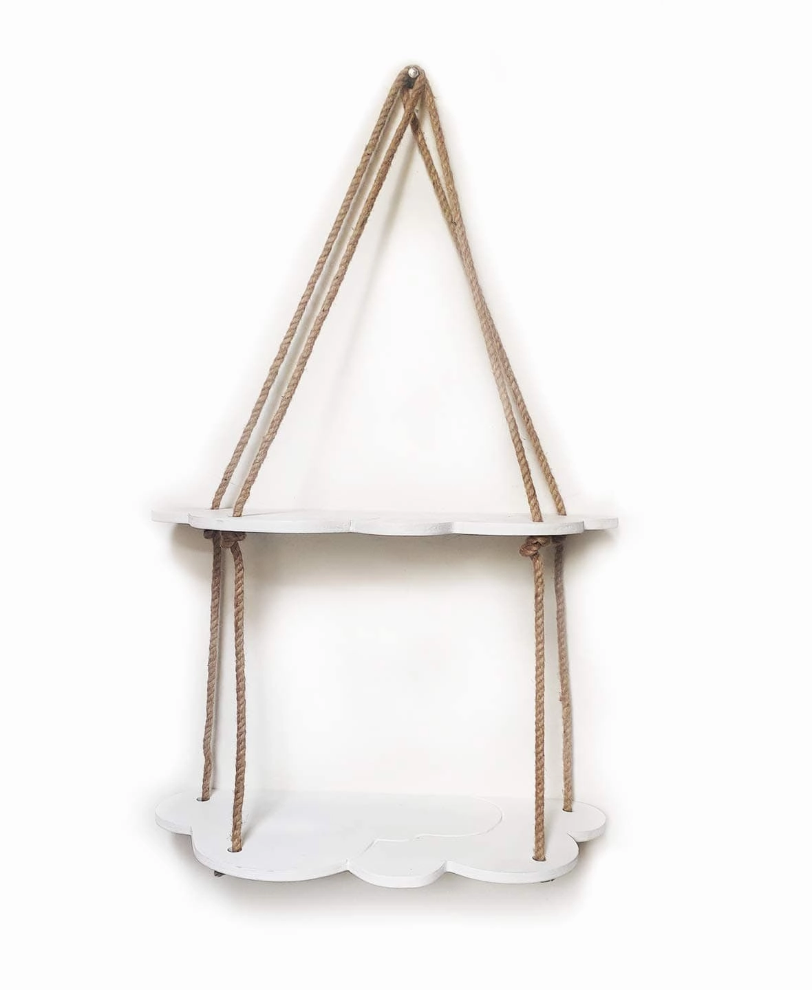 White Cloud Design Wall Shelf Wood Floating Shelves With Rope