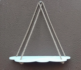White Cloud Design Wall Shelf Wood Floating Shelves With Rope cactus succulent plant  