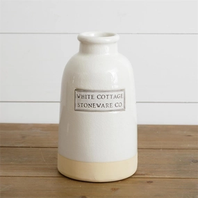 White Cottage Stoneware Vase outdoor greenery  