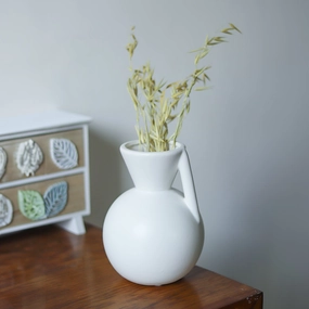 White Decorative Vase dried green plant  