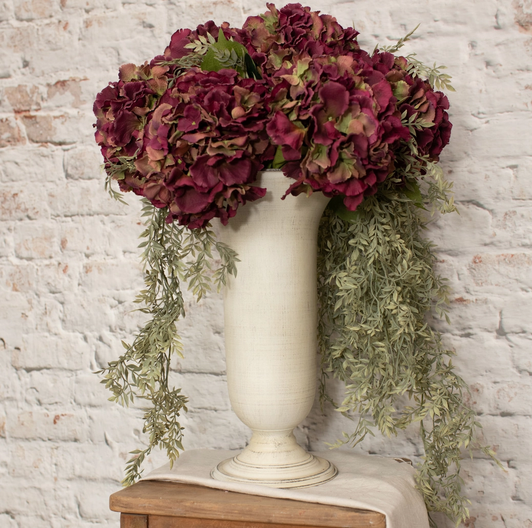 White Fluted Vase outdoor greenery  