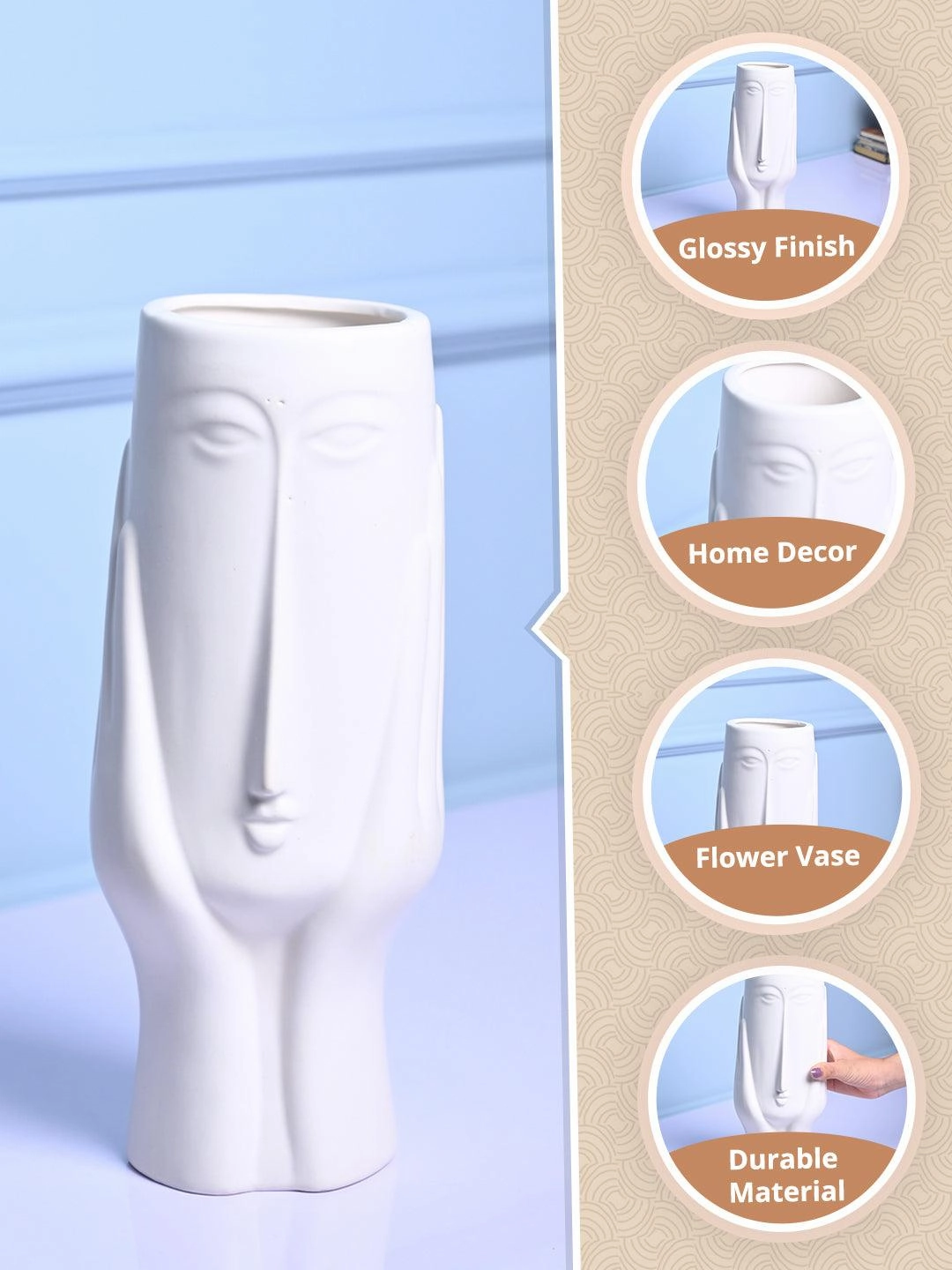 White Glossy Ceramic Vase - Artistic Elegance