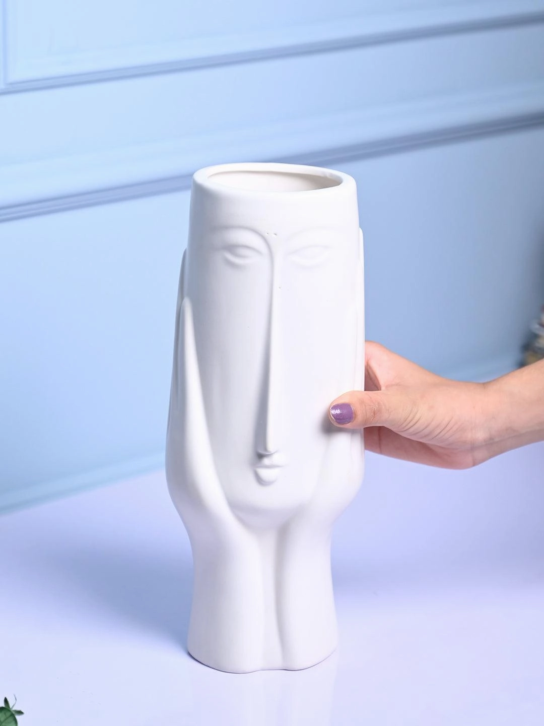 White Glossy Ceramic Vase - Artistic Elegance