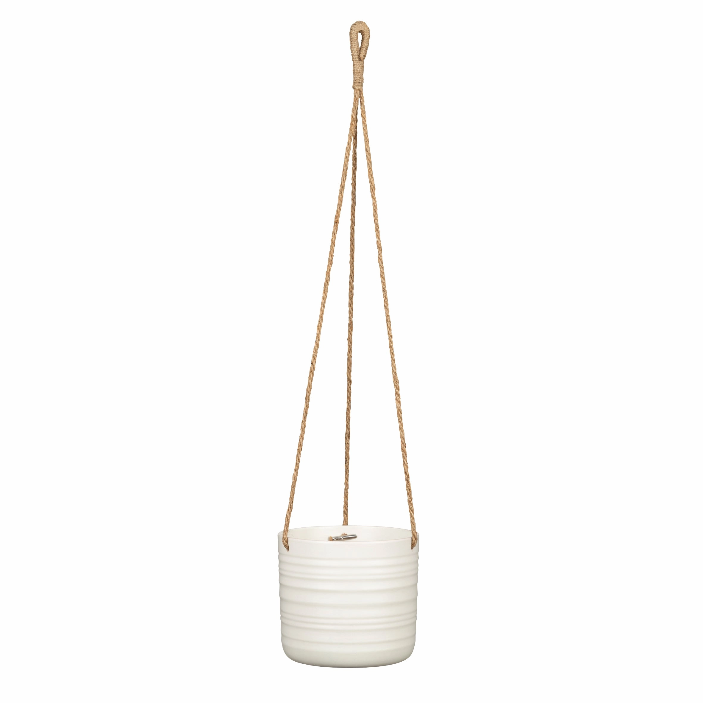 White Hanging Ceramic Pot  Soft Wool 450