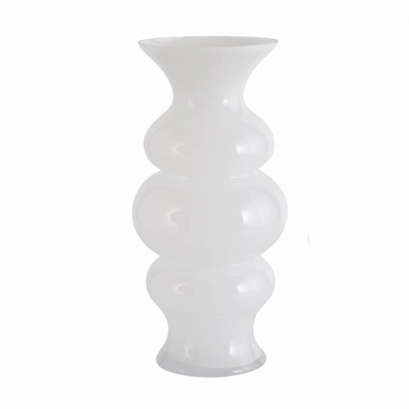 White Hourglass Fluted Vases