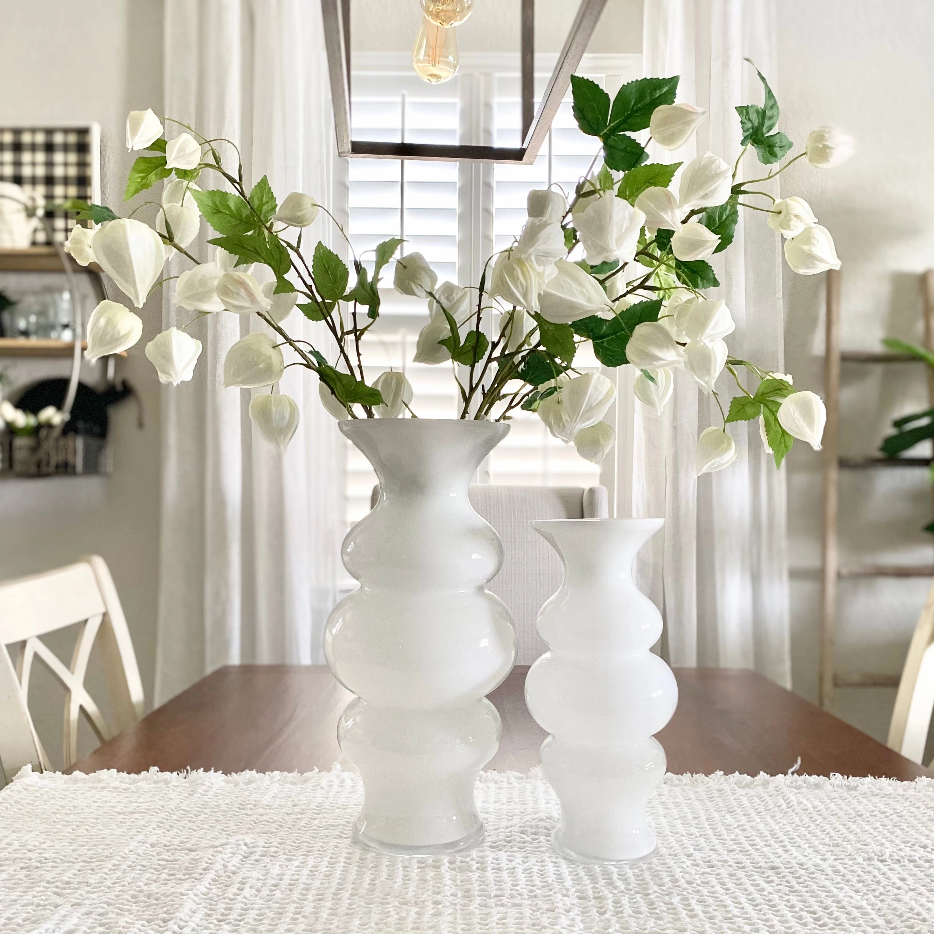 White Hourglass Fluted Vases