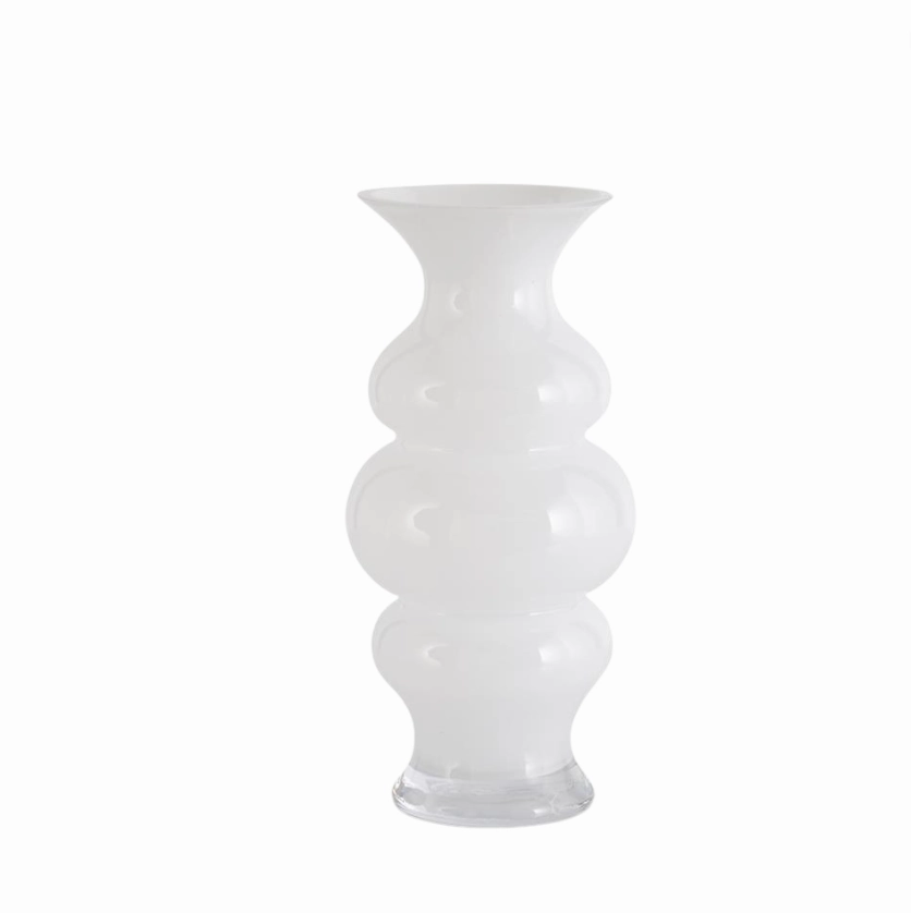 White Hourglass Fluted Vases