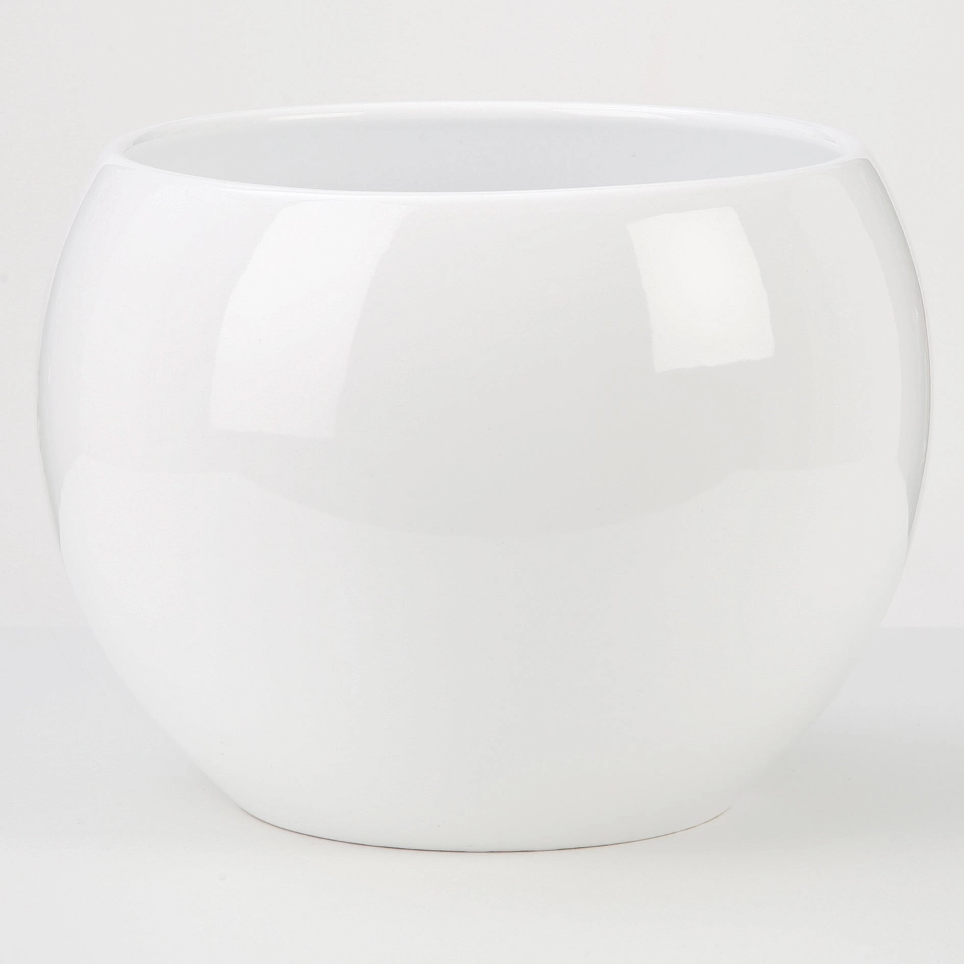 White Indoor Ceramic Cover Pot Alaska weiss (740) tall green plant  