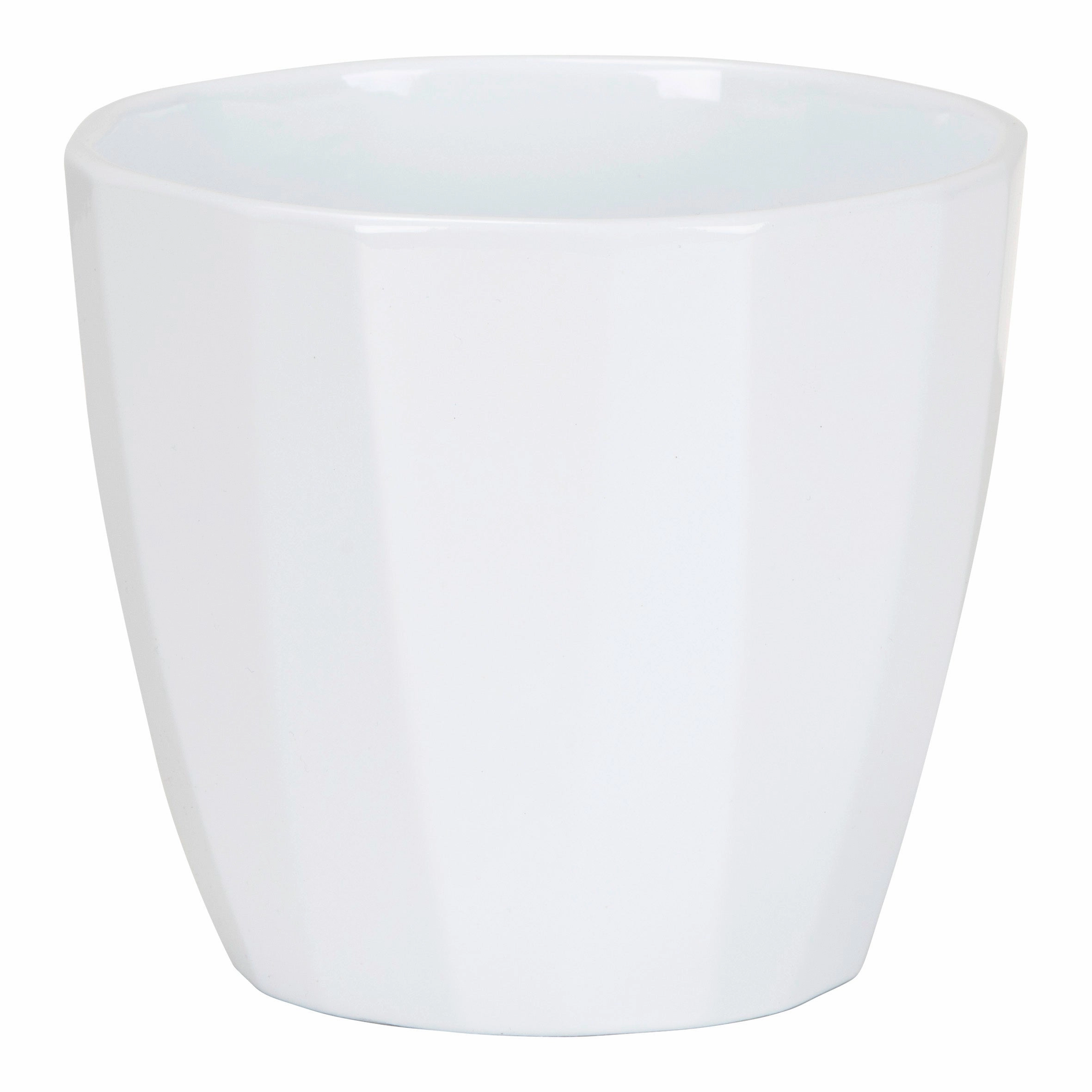 White Indoor Ceramic Cover Pot Alaska weiss  (939) tall green plant  