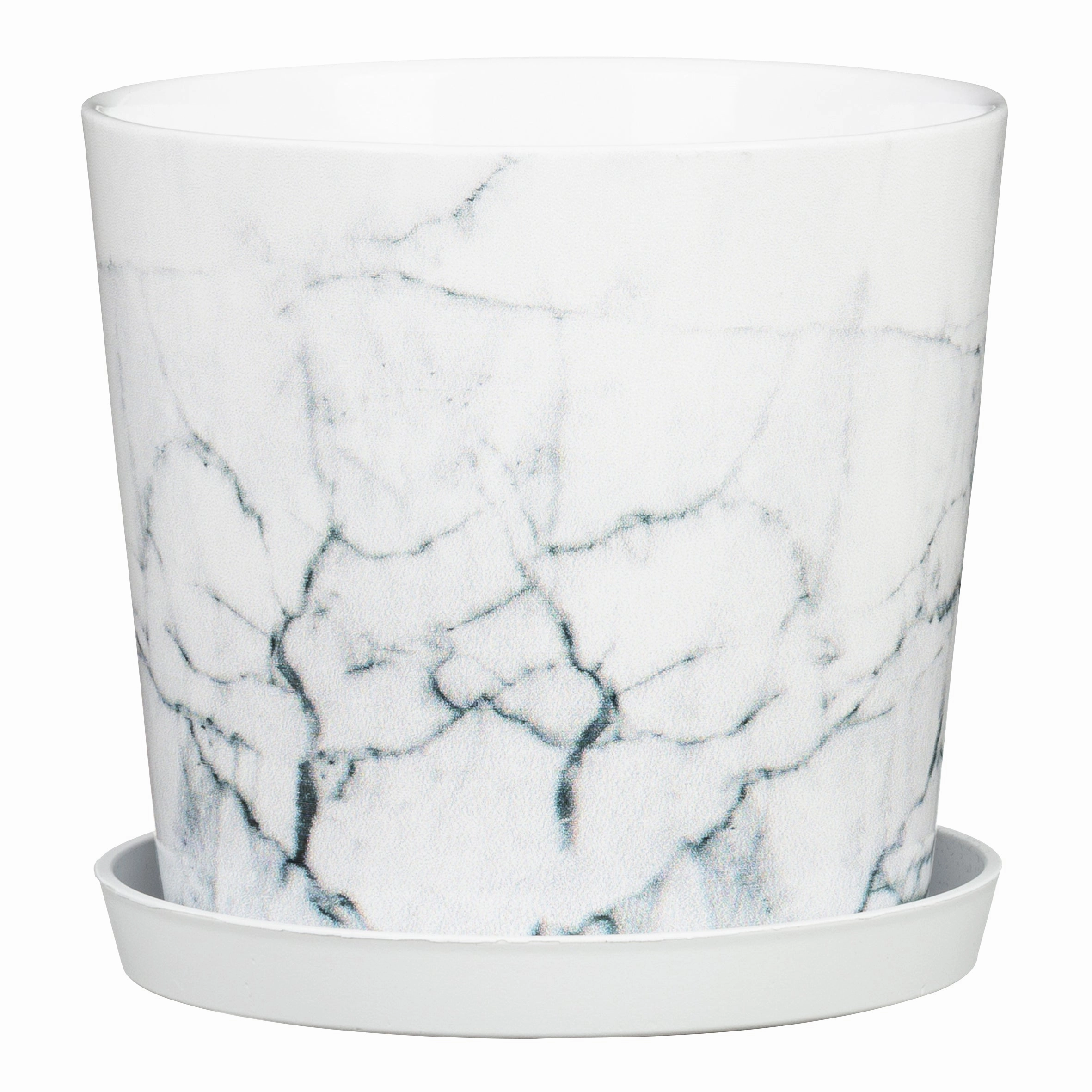 White Marble Indoor Ceramic Cover Pot Cool Marble  (872) tall green plant  