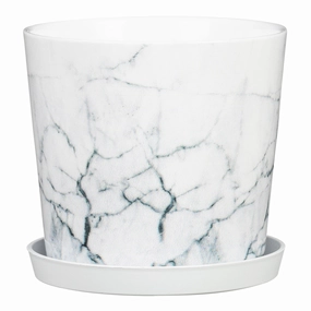 White Marble Indoor Ceramic Cover Pot Cool Marble  (872) tall green plant  