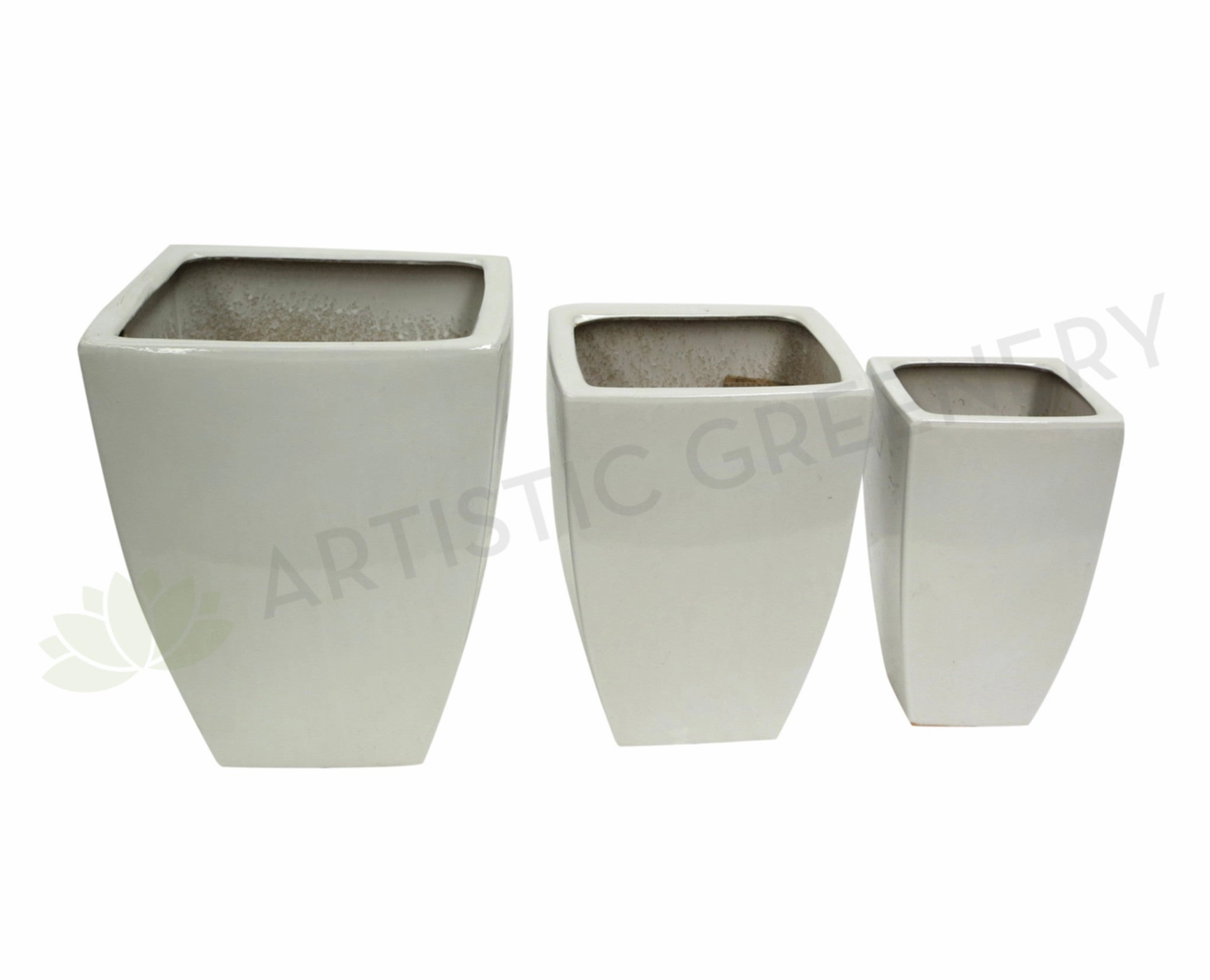 White Tapered Pot (Ceramic) 3 Sizes (Code: CER0006) outdoor greenery  