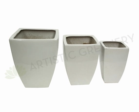White Tapered Pot (Ceramic) 3 Sizes (Code: CER0006) outdoor greenery  
