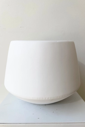 White Valve Pot 7" dried green plant  