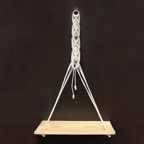 White with Beads Macrame Wall Hanging Shelf cactus succulent plant  