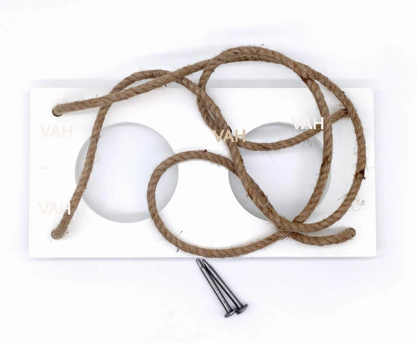 White Wooden Planter Shelf Hanger Rack with Rope For 2 Pot