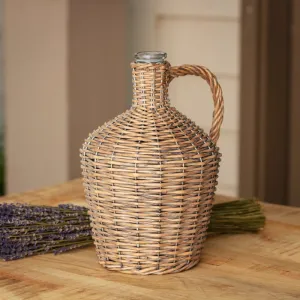 Willow Covered Wine Bottle dried flowers  