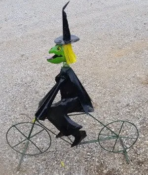 Witch on Bike dried flower branch  