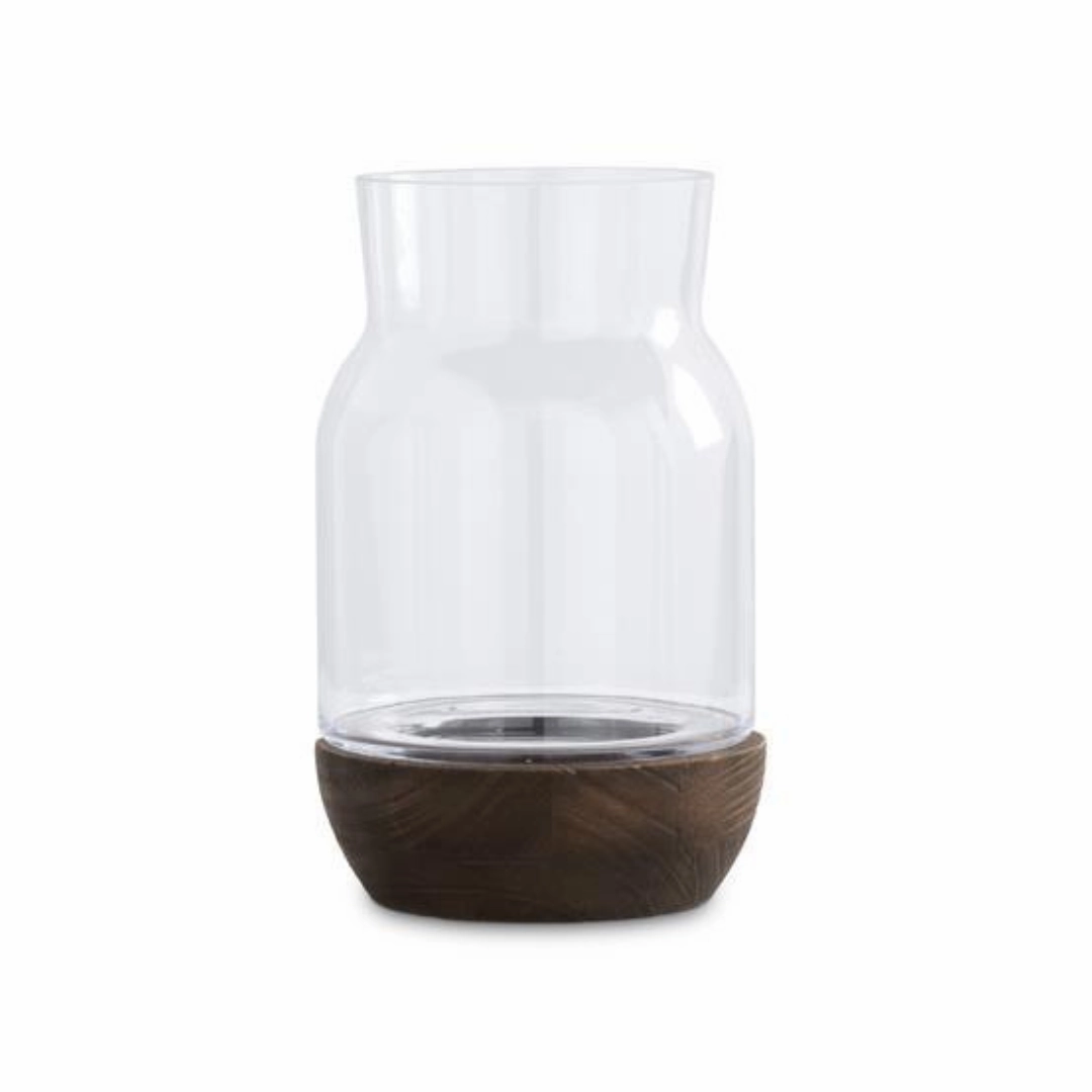 Wood Base Glass Vases