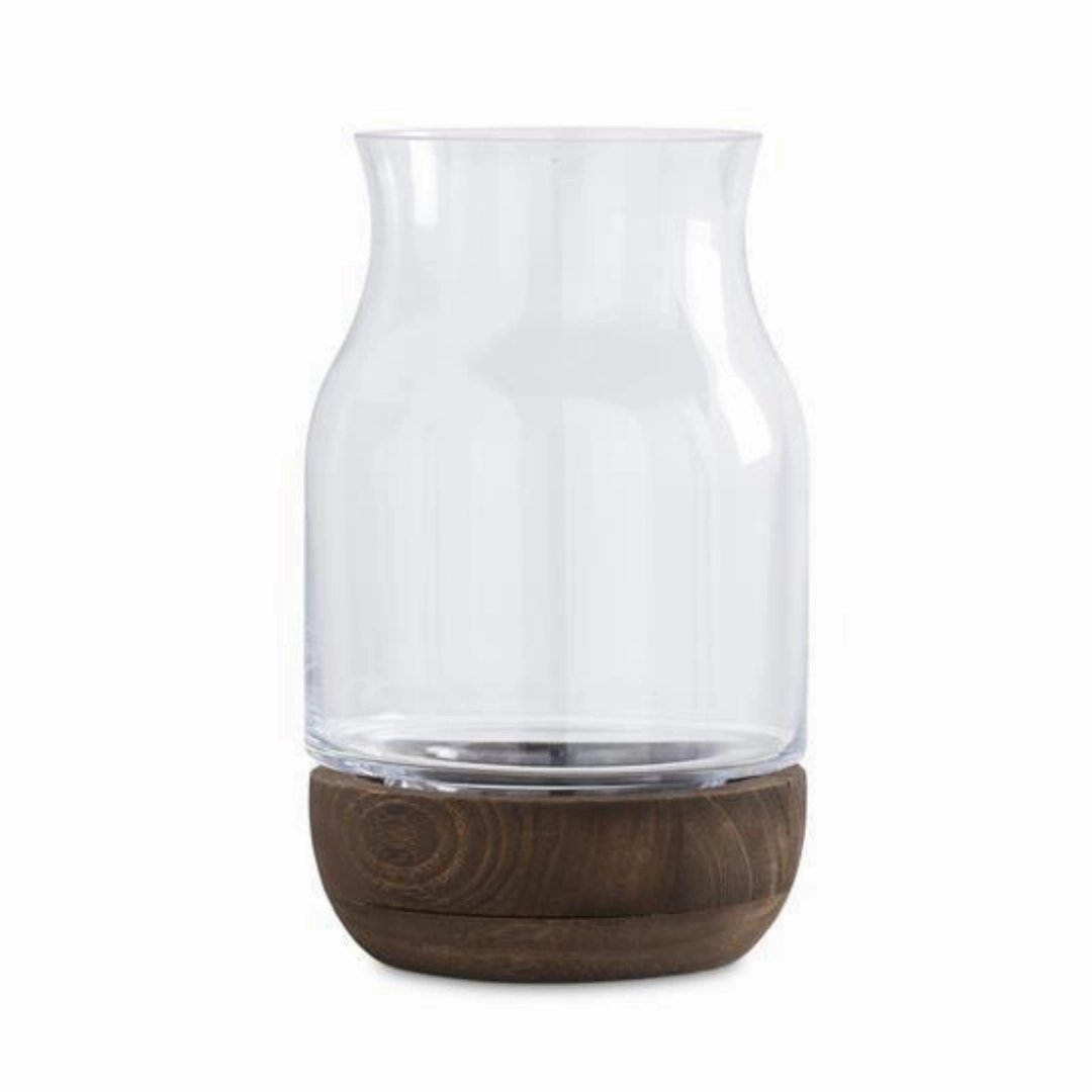 Wood Base Glass Vases