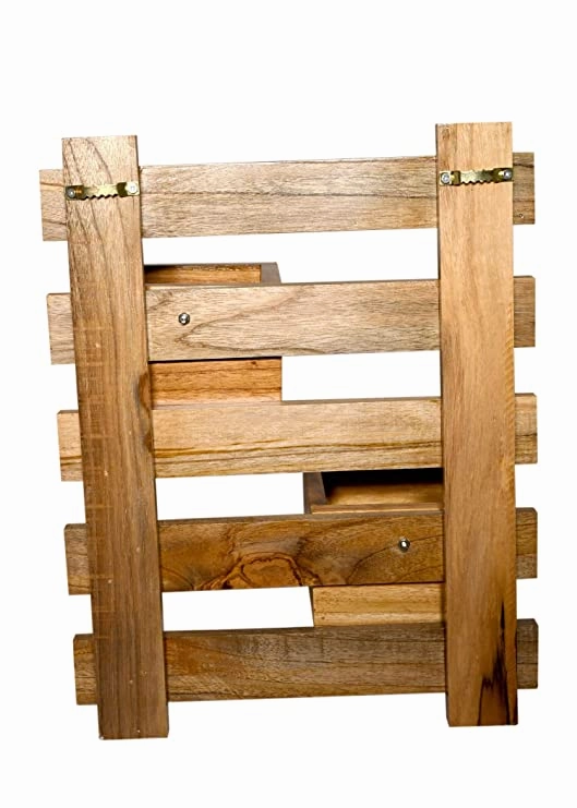 Wood Hook Holder With Plant Containers Pot And Figurines (30 x 13 x 49cm)