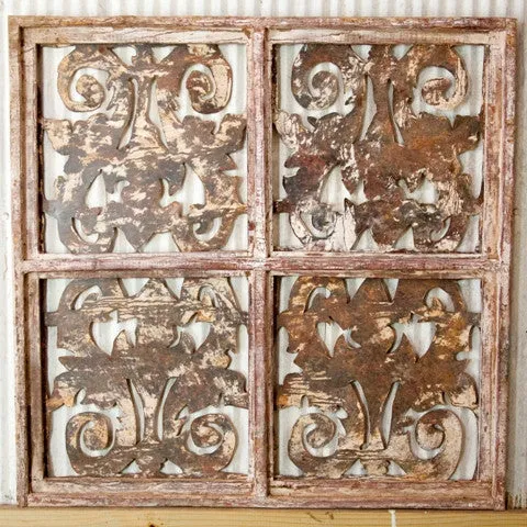 Wooden Window 4 Square dried flower branch  