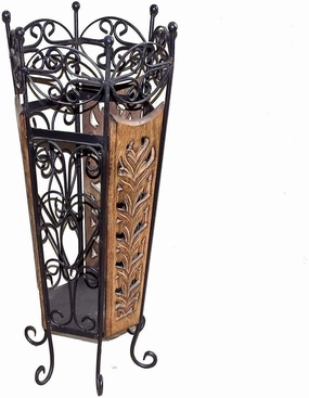 WOODEN AND WROUGHT IRON UMBRELLA STAND CUM PLANTER FOR HOME DECOR cactus succulent plant  