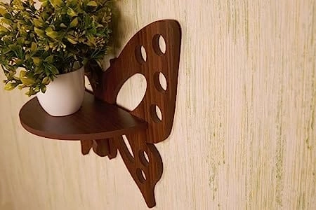 Wooden Butterfly Design Wall Shelves- Set of 2