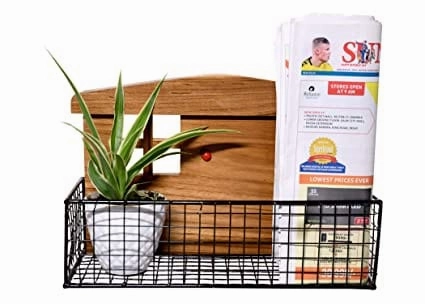 Wooden Planters Holder/Container/Vases - Black Tray With White Pot (34 X 14 X 22 cm)