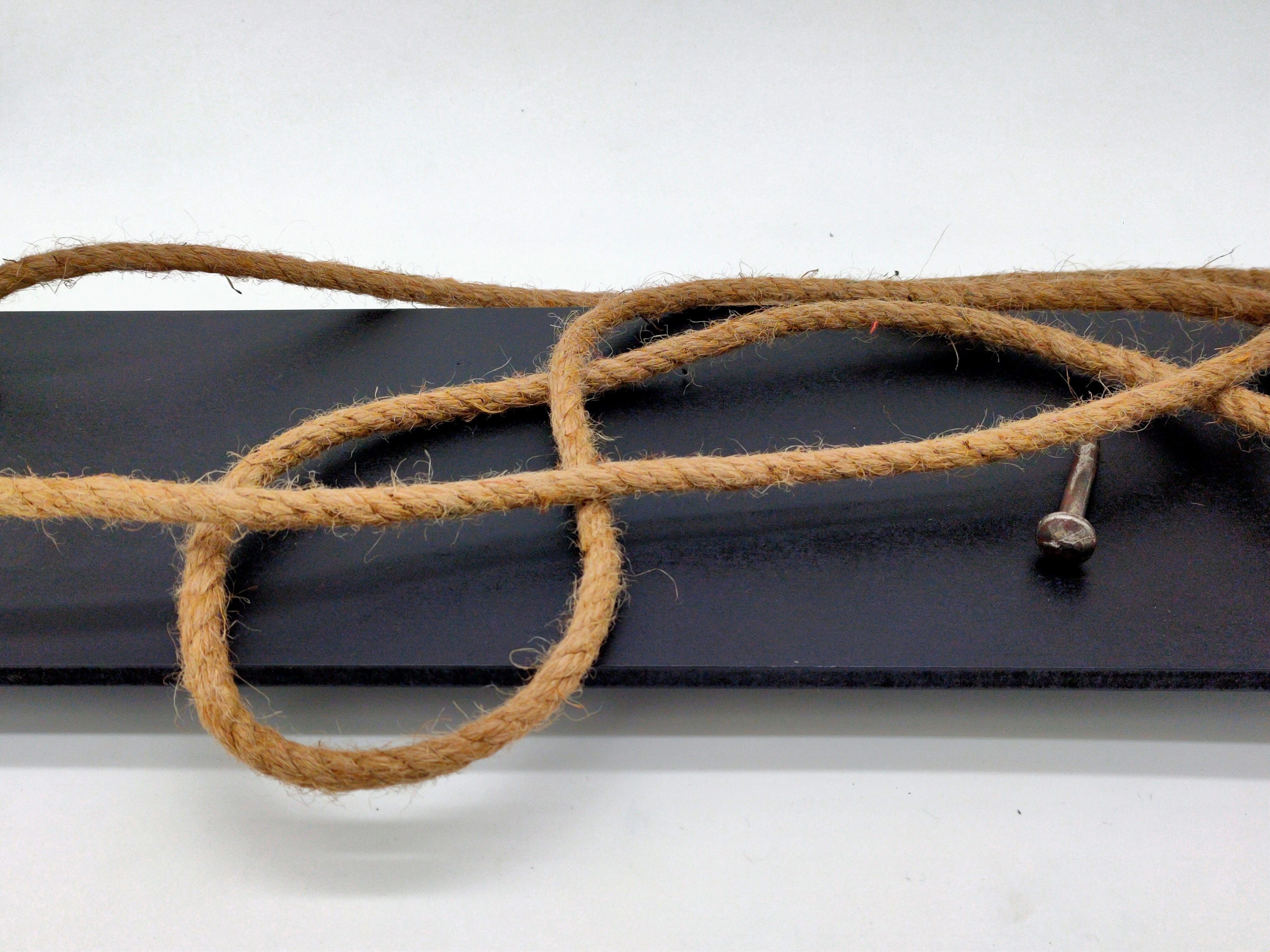 Wooden Wall Hanging Black Shelf With Wall Rustic Brown Plain Rope
