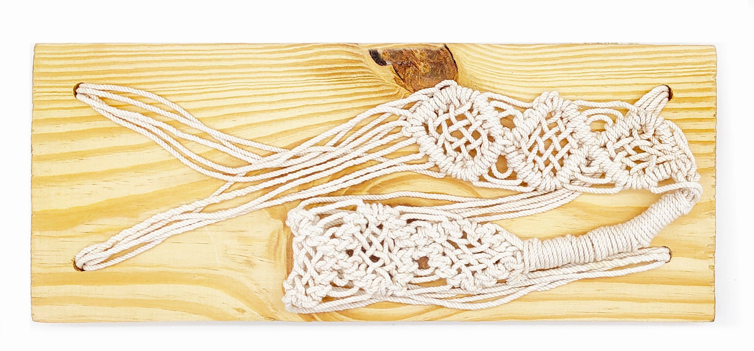 Wooden Wall Hanging Shelves With Macrame, Brown (Tier-1)