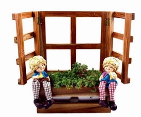 Wooden Wall Mounted Window Planter classic flowerpot  