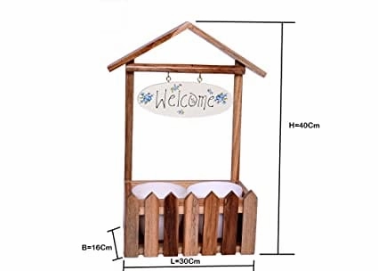 Wooden Welcome Decorative Fence Planter (30 X 16 X 40 cm)