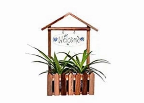 Wooden Welcome Decorative Fence Planter (30 X 16 X 40 cm) classic flowerpot  