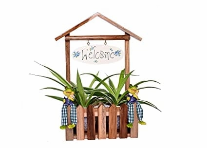 Wooden Welcome Decorative Fence Planter (30 X 16 X 40 cm)