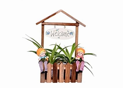 Wooden Welcome Decorative Fence Planter (30 X 16 X 40 cm)
