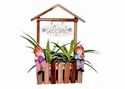Wooden Welcome Decorative Fence Planter (30 X 16 X 40 cm)
