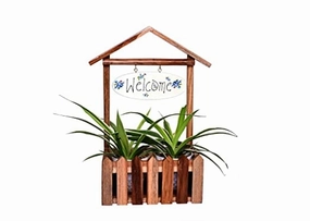 Wooden Welcome Decorative Fence Planter classic flowerpot  