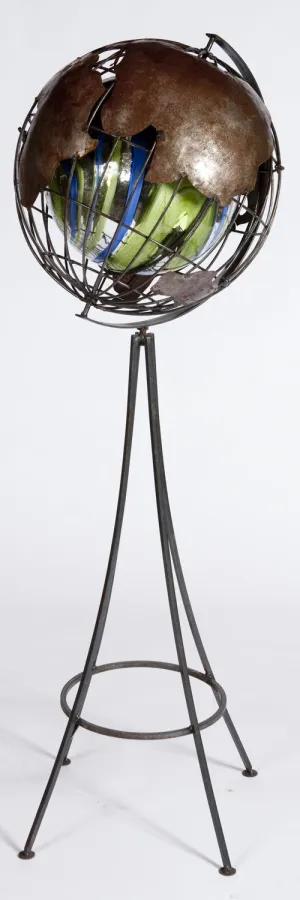 World Topiary with Gazing Ball dried flower branch  