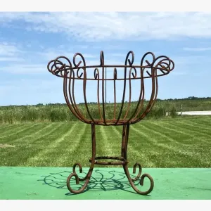 Wrought Iron 17.5" Short Plant Stand Flower Container dried flower branch  
