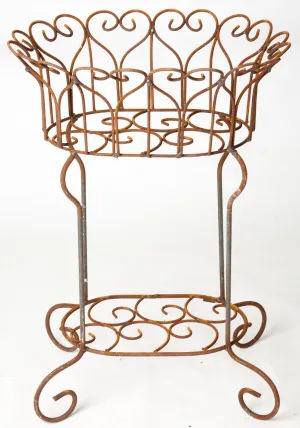 Wrought Iron 29" Helen Heart Oval Plant Stand Rustic Style dried flower branch  