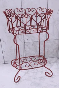 Wrought Iron 29" Helen Heart Oval Plant Stand Rustic Style