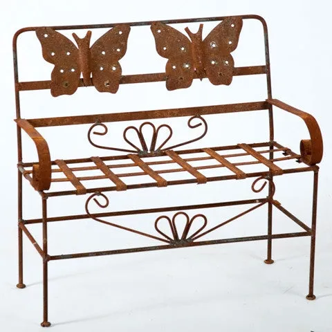 Wrought Iron 2ft Butterfly Bench dried flower branch  