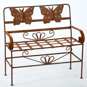Wrought Iron 2ft Butterfly Bench dried flower branch  